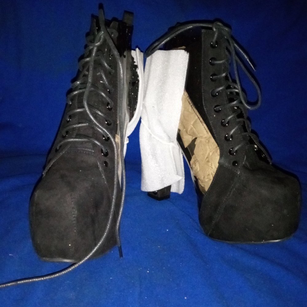 SEE ME SPIKING Spike Platform Boots Black Suede & See Through ( BRAND NEW ! ) - Picture 9 of 10